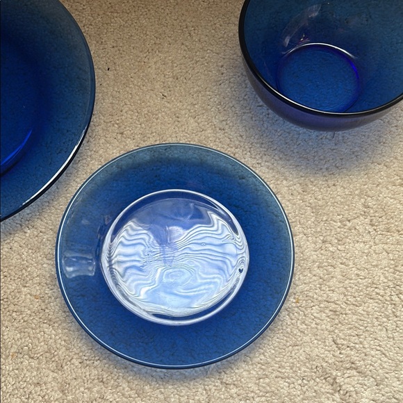 VINTAGE COBALT BLUE GLASS DINNERWARE SET – Made in Mexico- 3-Piece Place Setting - Picture 4 of 12